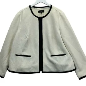 Talbots Blazer Jacket Lined Long Sleeves Women’s Size 16W Cream With Black Trim
