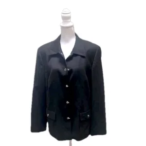 Talbots Womens Jacket 100% Wool Toggle Front Closure Black Color Plus Size 16