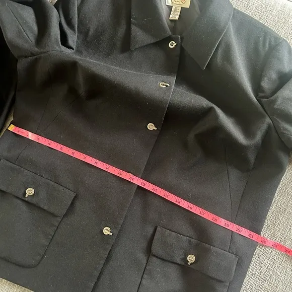 Talbots Womens Jacket 100% Wool Toggle Front Closure Black Color Plus Size 16