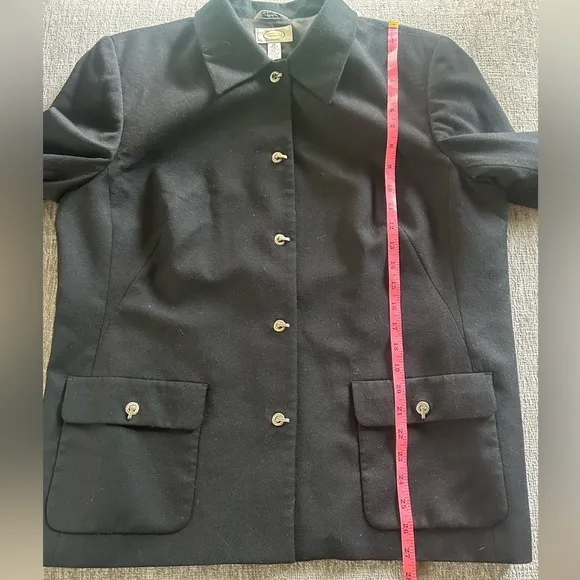 Talbots Womens Jacket 100% Wool Toggle Front Closure Black Color Plus Size 16