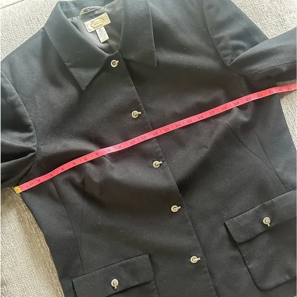Talbots Womens Jacket 100% Wool Toggle Front Closure Black Color Plus Size 16