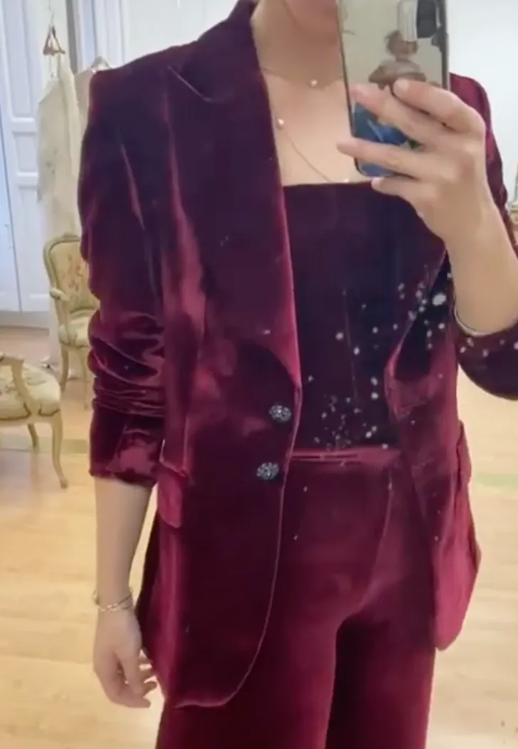 T.ba Swing Lux Jacket In Moss Silk Velvet