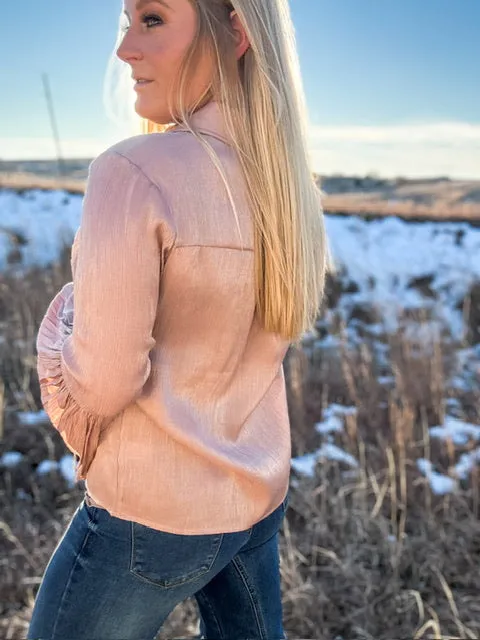 The Marfa Metallic Bell Sleeve Blouse