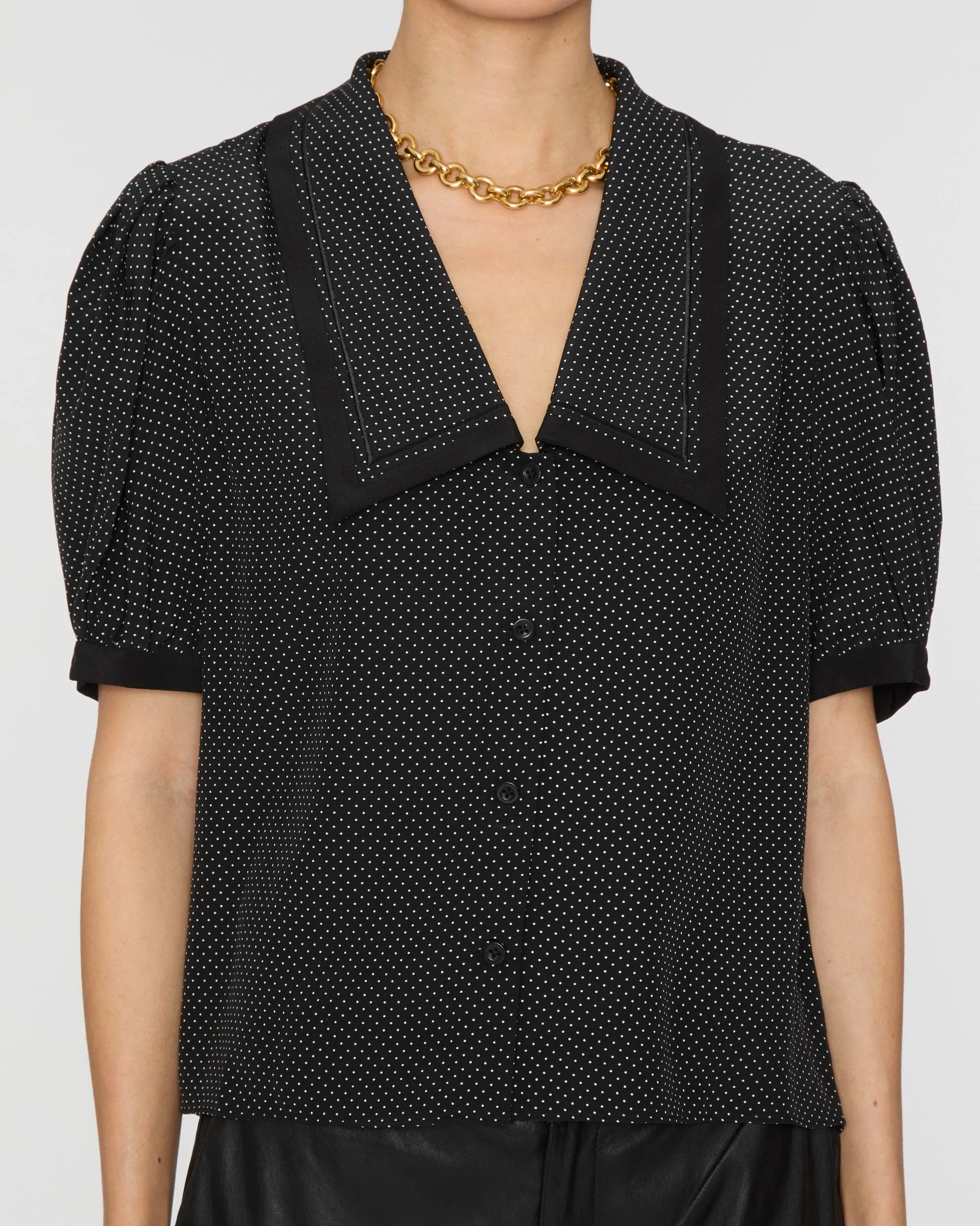The Polka Dot Sailor Blouse in Black Multi