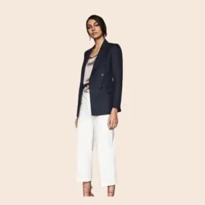 Theonne Navy Double Breasted Blazer Size Small