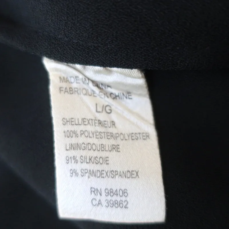 Theory Blouse Besette Black Pleated Crepe Size Large Short Sleeve Top