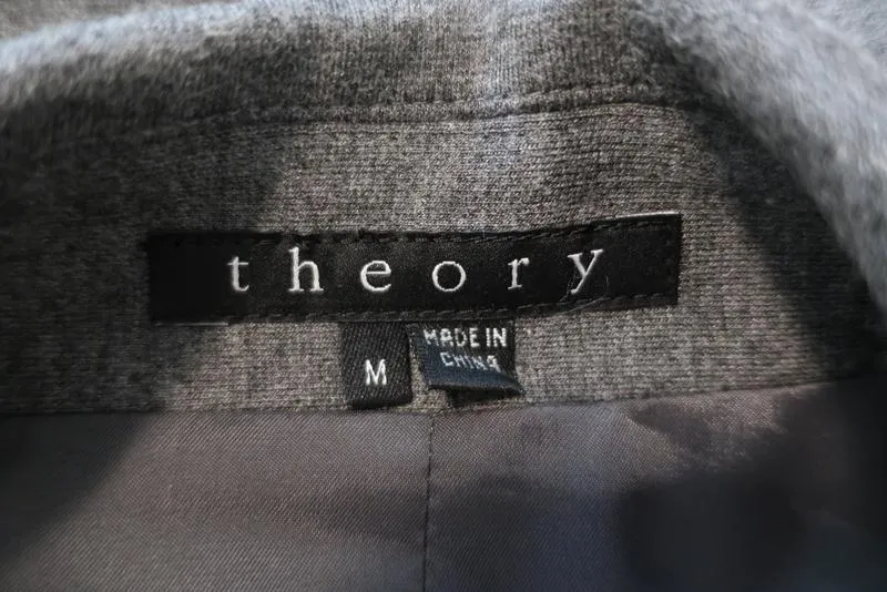 Theory Double Breasted Jacket Gerda Dark Gray Melange Jersey Size Medium