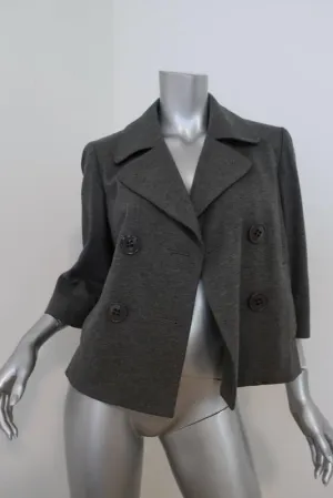 Theory Double Breasted Jacket Gerda Dark Gray Melange Jersey Size Medium
