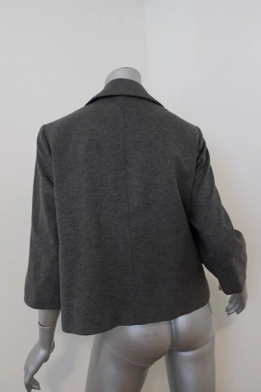 Theory Double Breasted Jacket Gerda Dark Gray Melange Jersey Size Medium