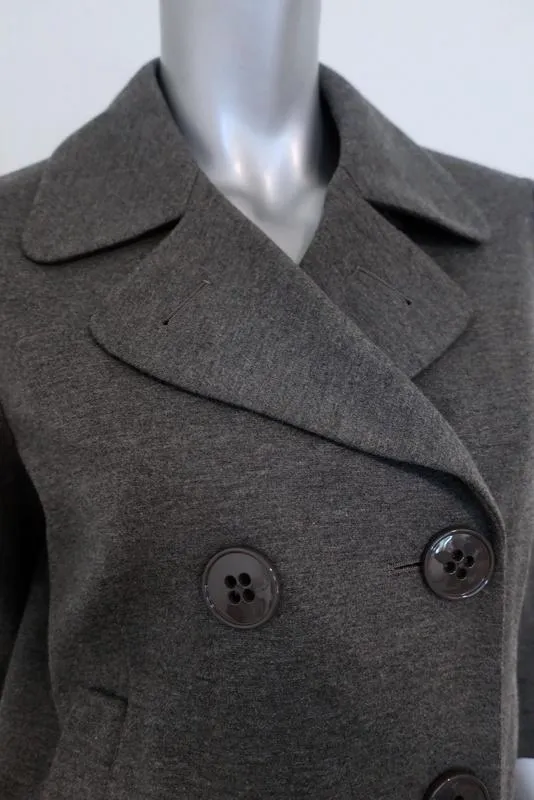 Theory Double Breasted Jacket Gerda Dark Gray Melange Jersey Size Medium
