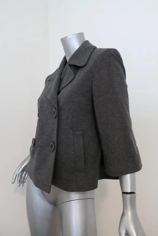 Theory Double Breasted Jacket Gerda Dark Gray Melange Jersey Size Medium