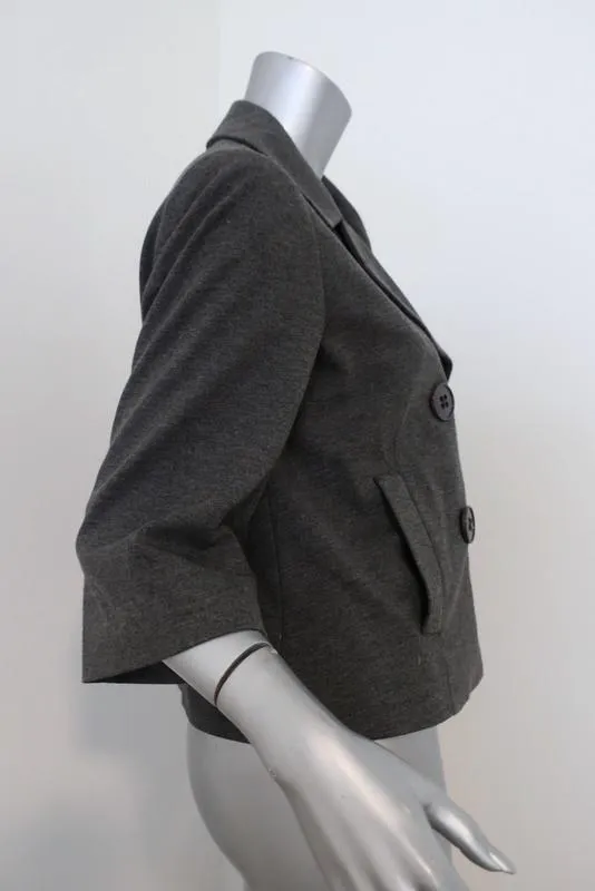 Theory Double Breasted Jacket Gerda Dark Gray Melange Jersey Size Medium