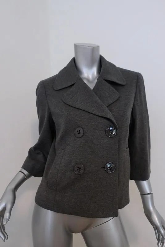 Theory Double Breasted Jacket Gerda Dark Gray Melange Jersey Size Medium
