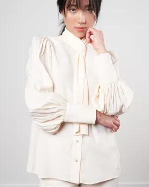 tie neck blouse - cream
