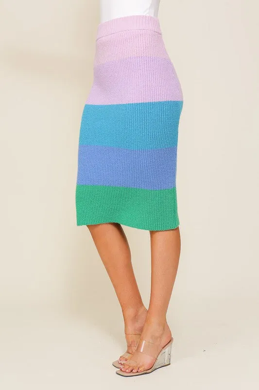 TIMING Junior High-Waisted Midi Sweater Multicolor Skirt