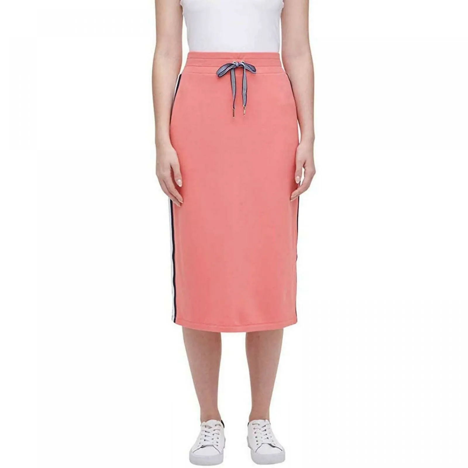Tommy Hilfiger Women's Side Stripe French Terry Midi Skirt Coralie Large