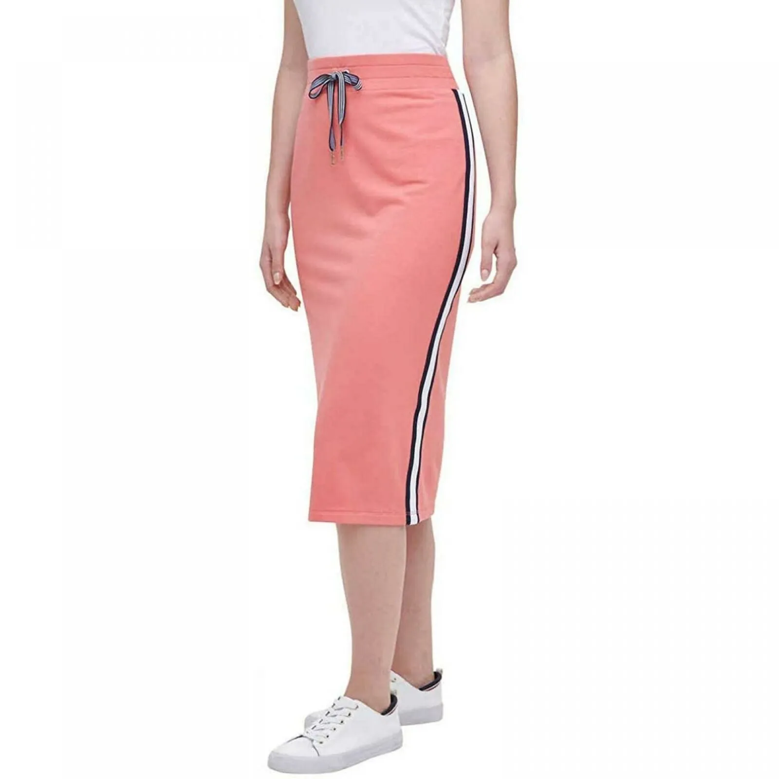 Tommy Hilfiger Women's Side Stripe French Terry Midi Skirt Coralie Large
