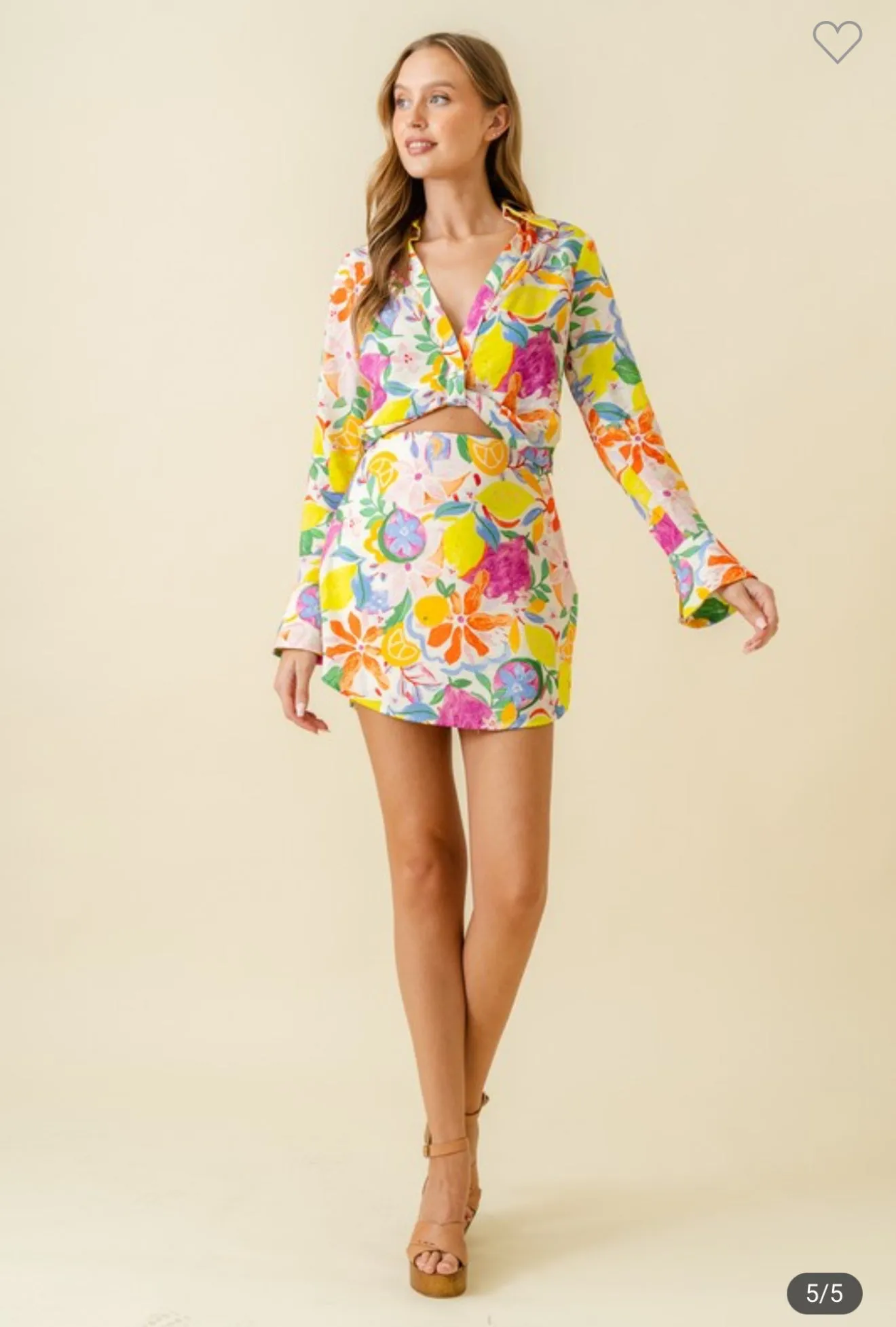 Tropical Print Mini Skirt