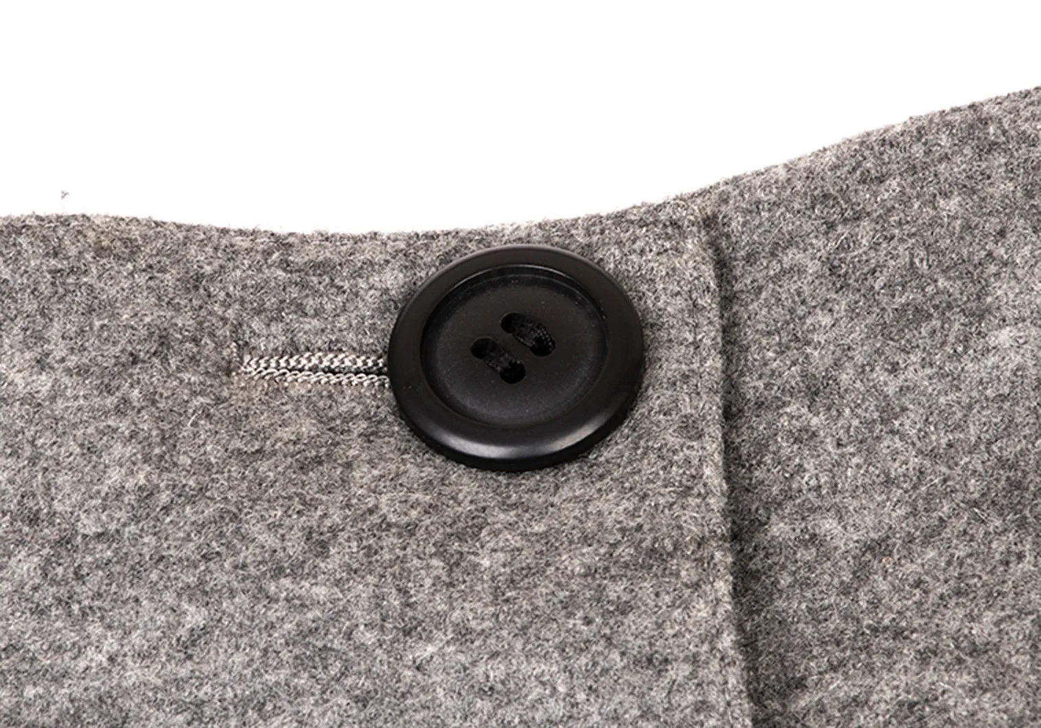 UNTITLED JAPAN. Grey Wool Angora High Waisted Button Wrap Skirt