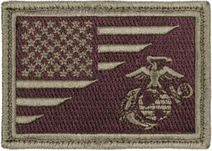 US Flag American U.S.M.C Globe & Anchor Hook & Loop Patch 3 3/8" x 2 3/8" - Coyote Brown