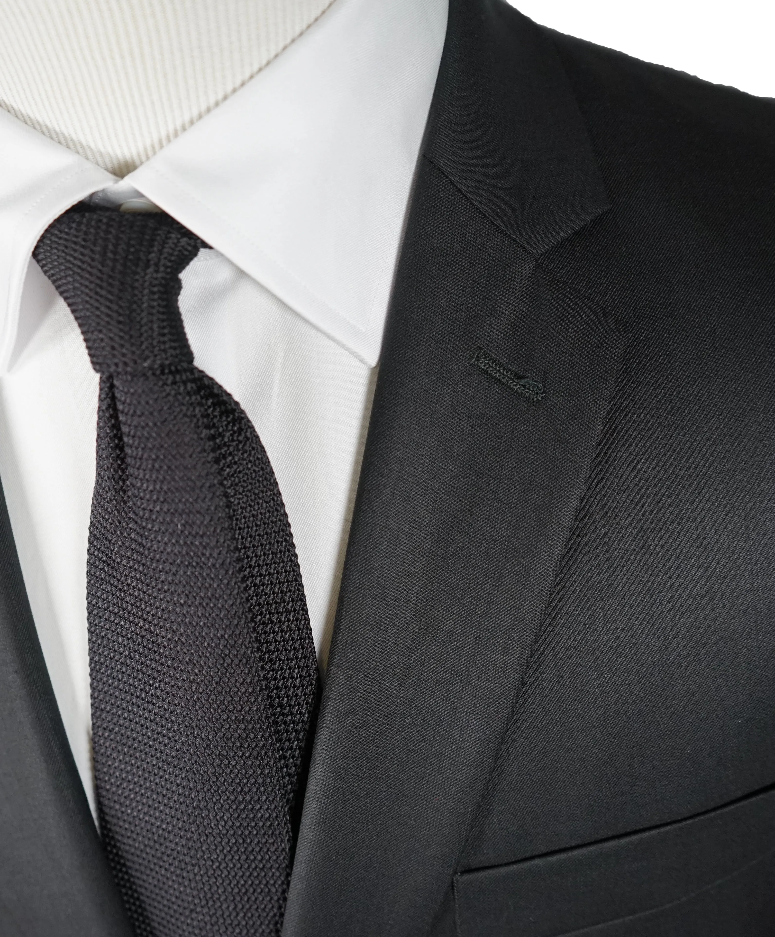 VERSACE COLLECTION - Notch Lapel  Black Suit With Muted Sheen - 44R