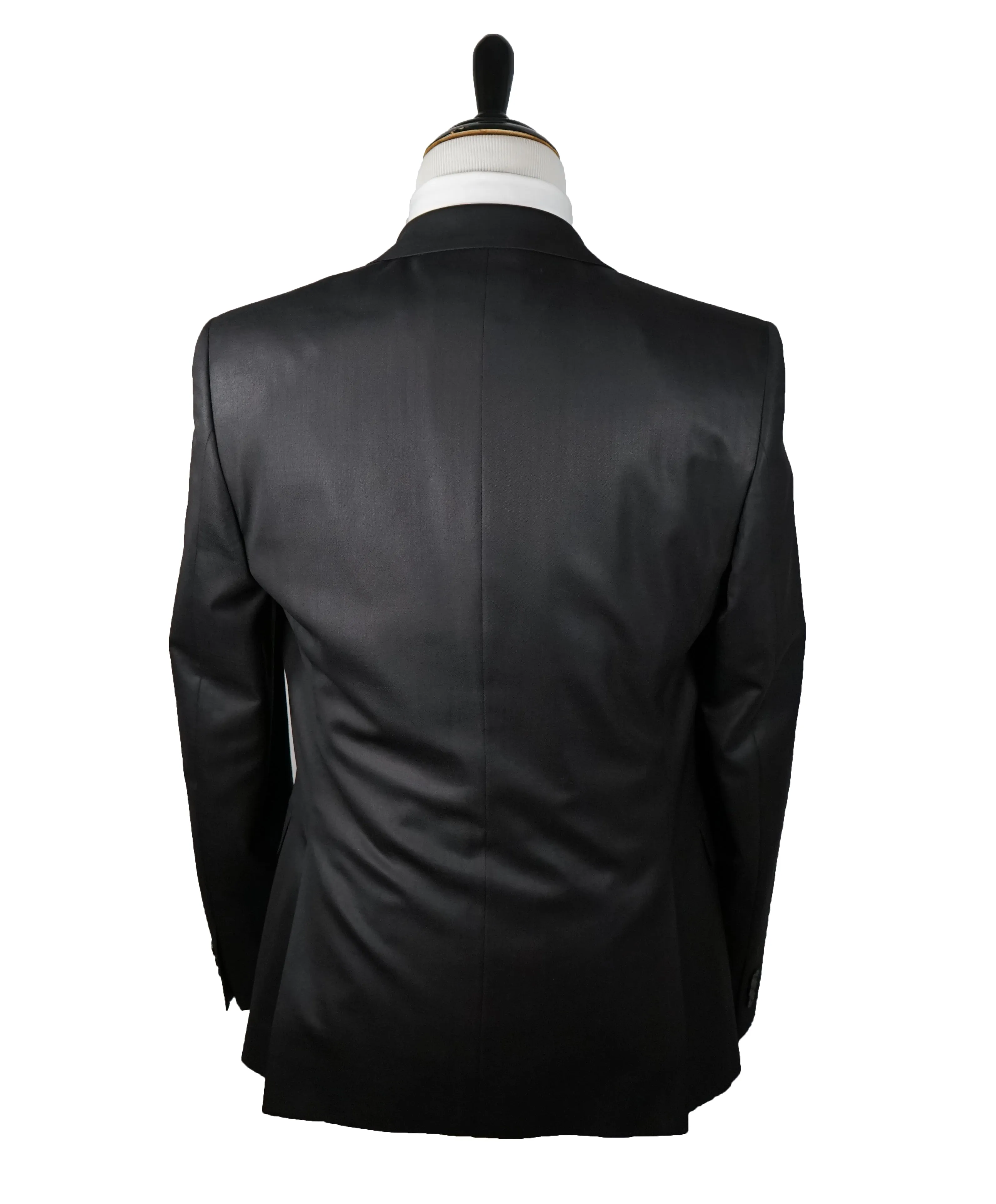 VERSACE COLLECTION - Notch Lapel  Black Suit With Muted Sheen - 44R