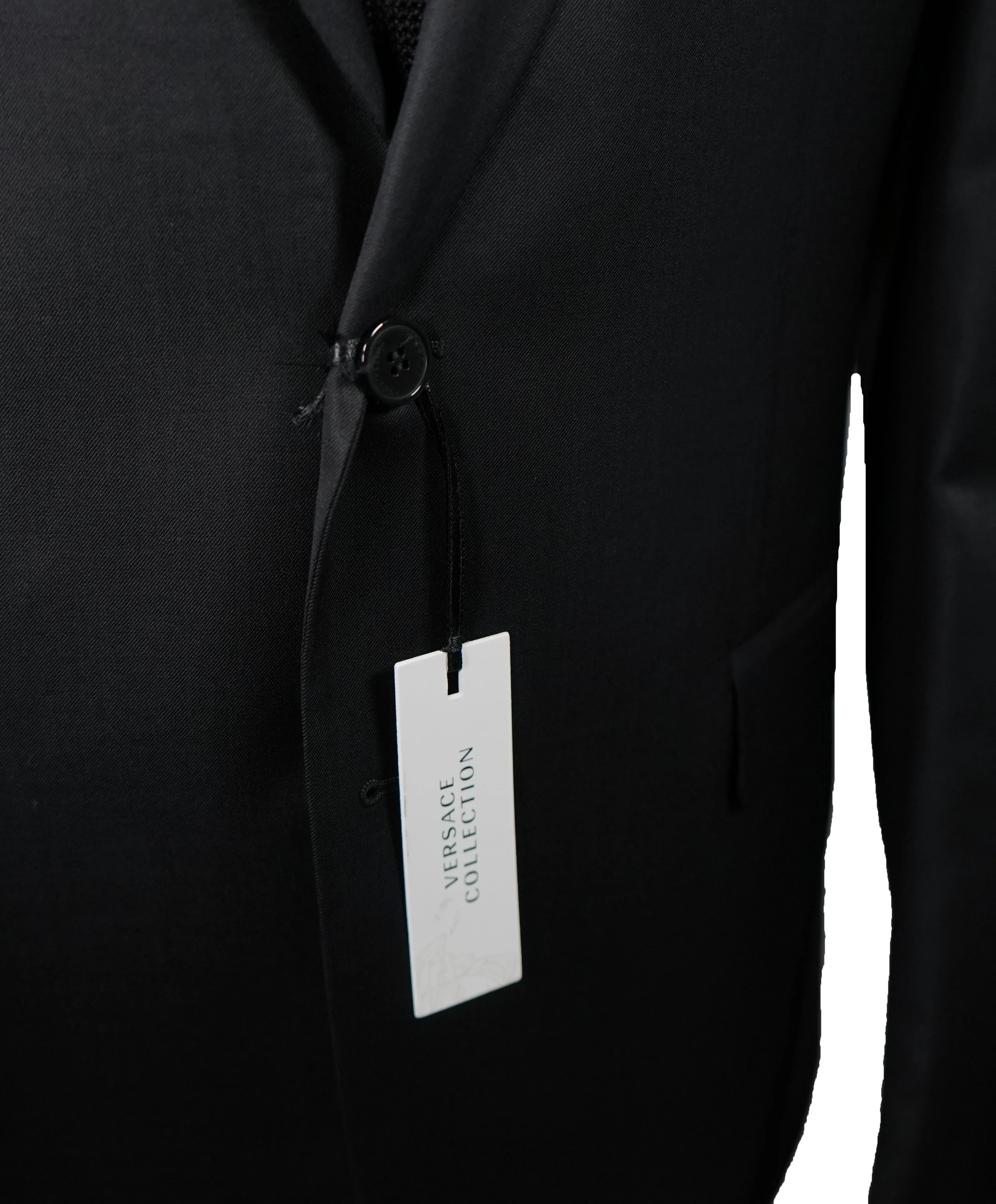 VERSACE COLLECTION - Notch Lapel  Black Suit With Muted Sheen - 44R