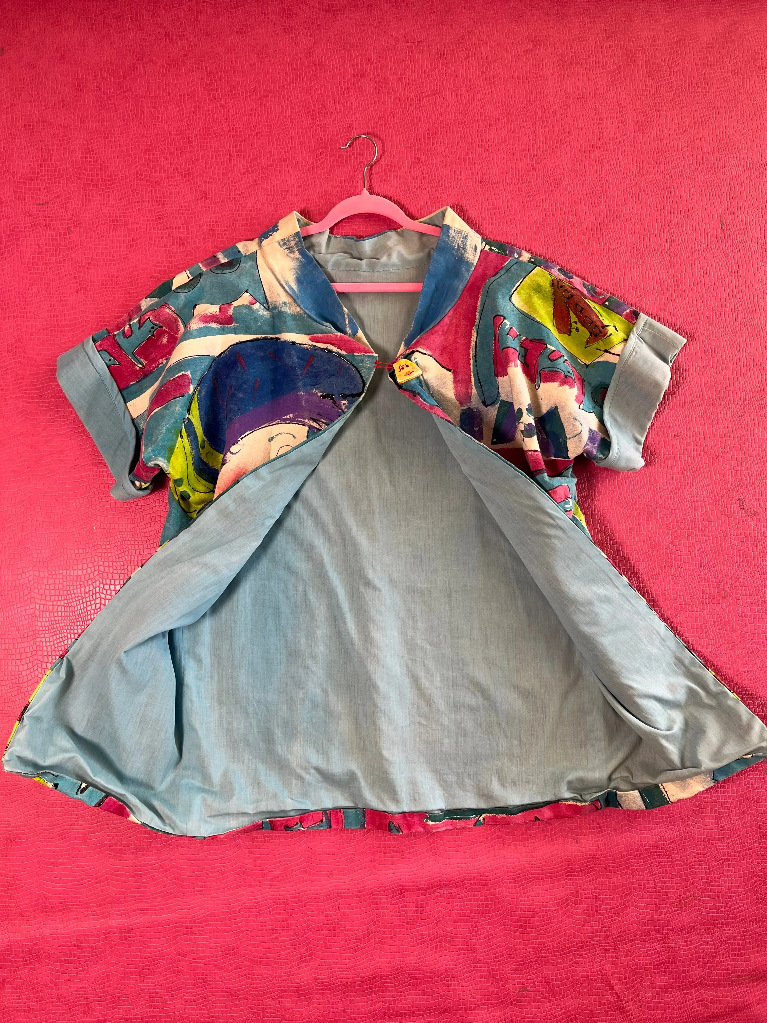 Vintage 80s Hand Painted Cat Lady Jacket - One Size Fits Most