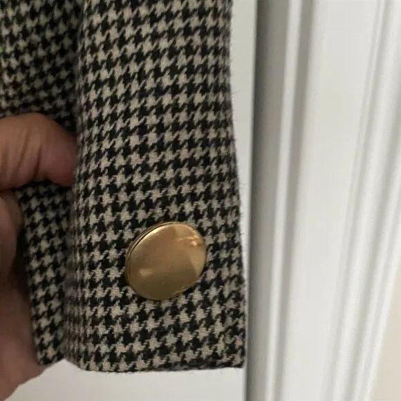 Vintage Bert Newman Cropped Double Breasted Jacket Houndstooth Military Band 4