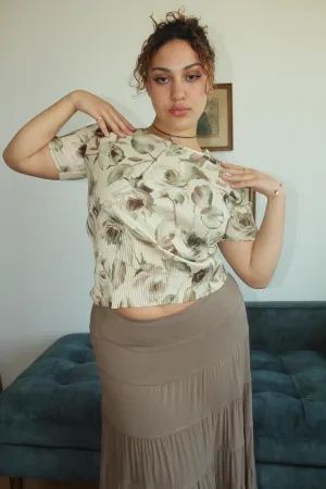 Vintage Floral Pleated Blouse (L)