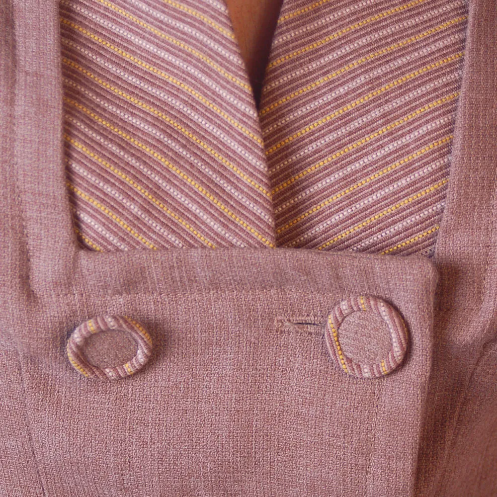 Vintage Mocha Wool 2-Tone Suit 1940S Marie Phillips 34-24-Free