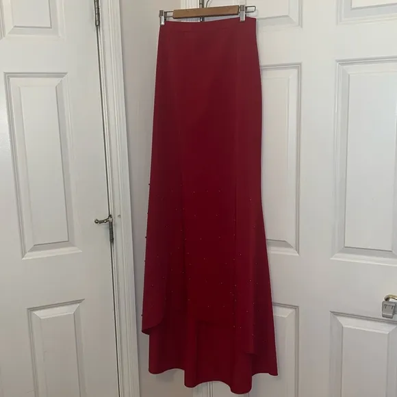 Vintage red long skirt with tail HighLow