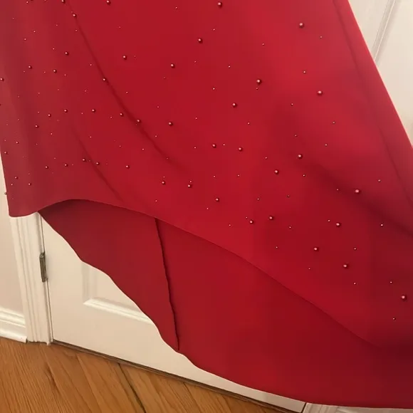 Vintage red long skirt with tail HighLow