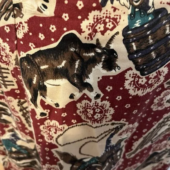 VINTAGE Western Rodeo Cowboy Bucking Horse Skirt Red Sz 13 Barrel Equestrian