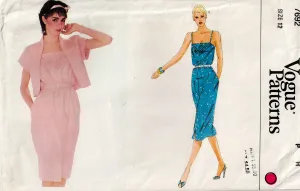 Vogue 7692 Womens Sundress with Diagonal Pin Tucks & Short Sleeved Jacket 1970s Vintage Sewing Pattern Size 12 Bust 34 inches