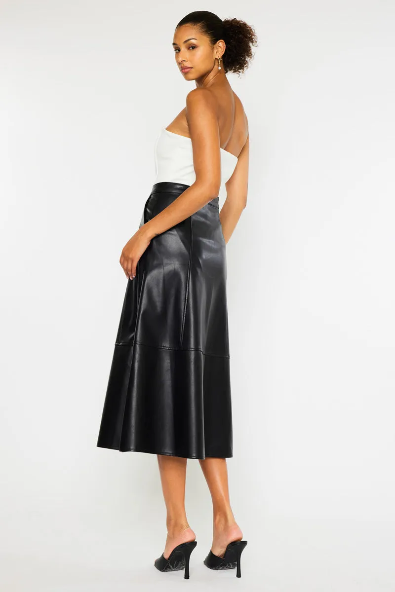Wanda High Rise Faux Leather Long Skirt
