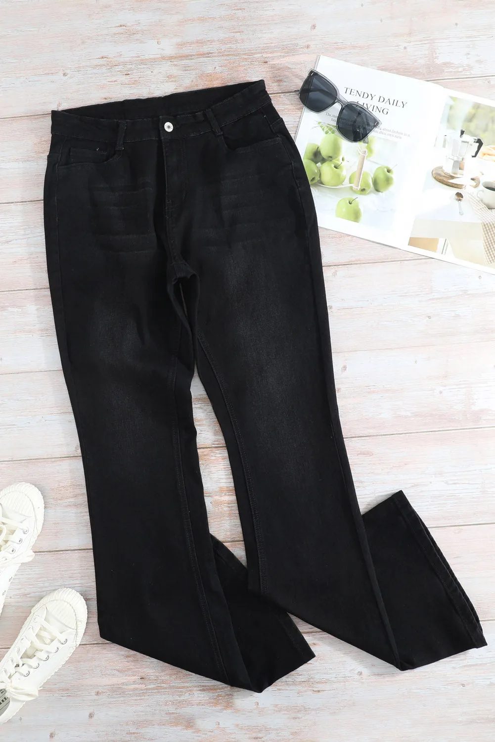 Wash Vintage Black Wide Leg Jeans