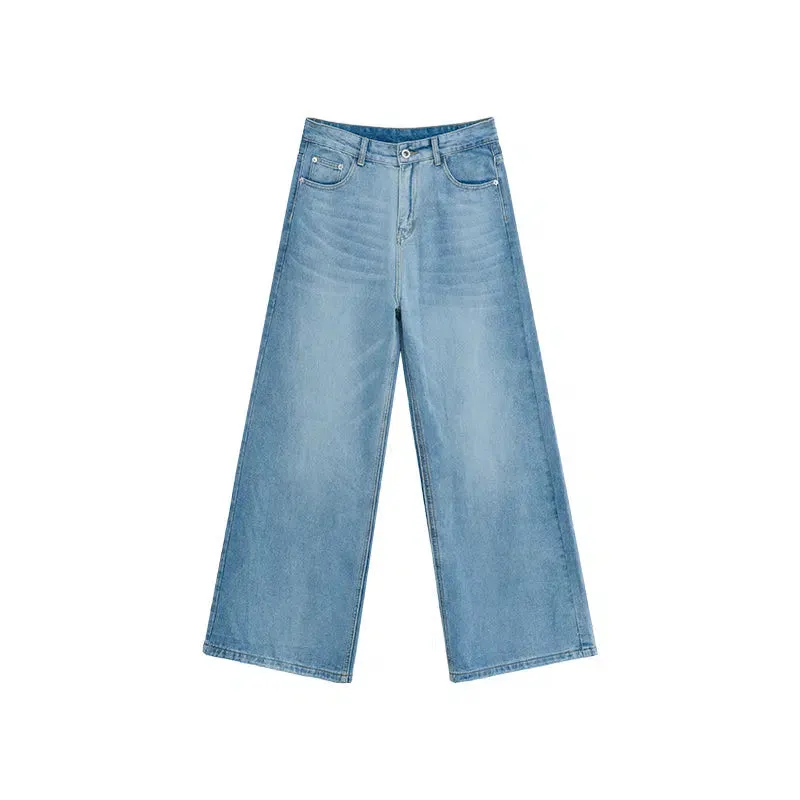 Washed Straight-leg Wide Leg Pants