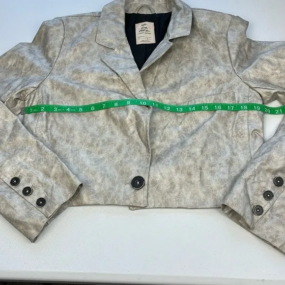 We the Free Block Party Vegan Leather Jacket Cropped Blazer Metallic Silver S