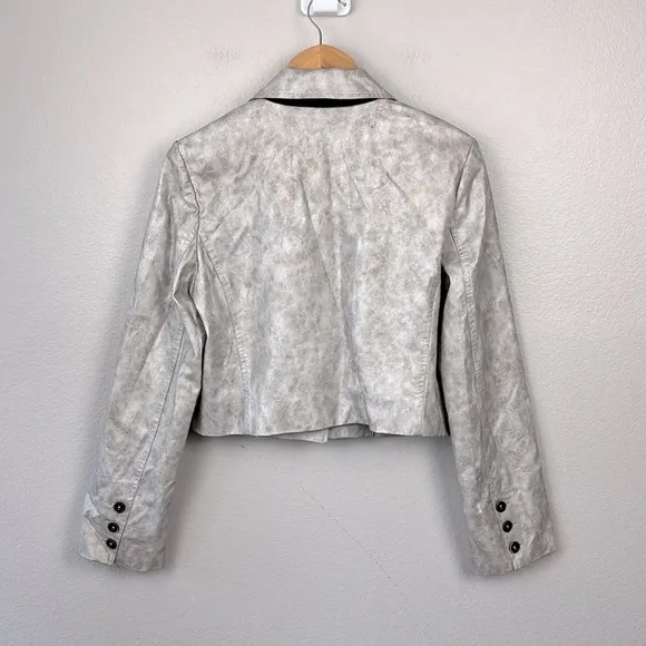 We the Free Block Party Vegan Leather Jacket Cropped Blazer Metallic Silver S
