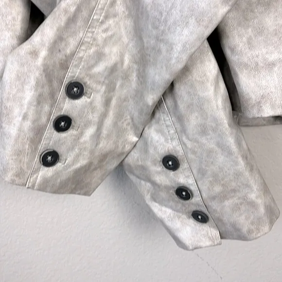 We the Free Block Party Vegan Leather Jacket Cropped Blazer Metallic Silver S