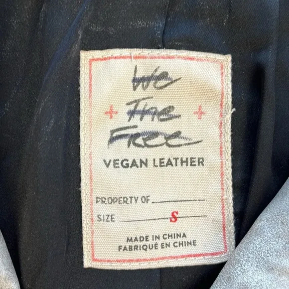 We the Free Block Party Vegan Leather Jacket Cropped Blazer Metallic Silver S