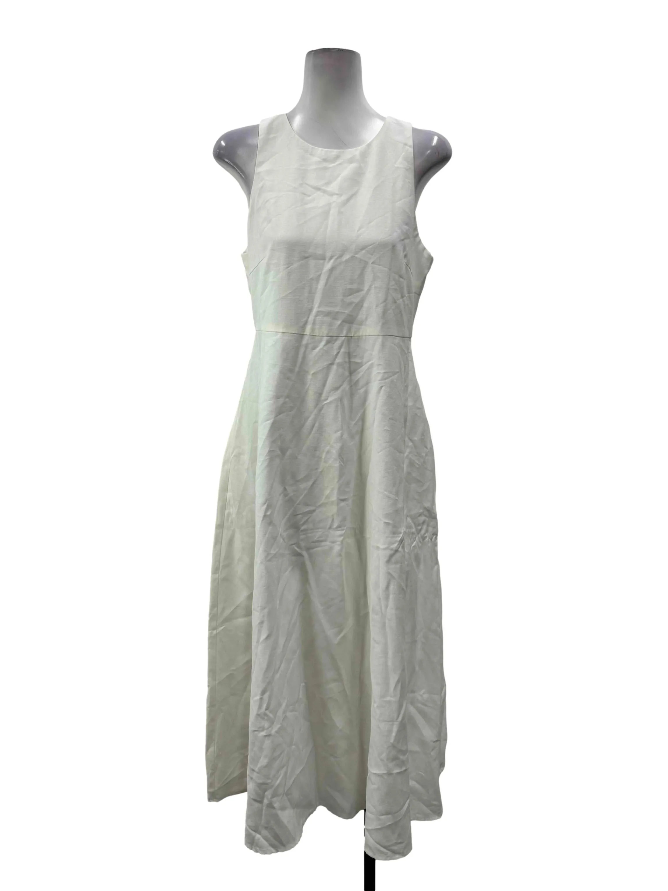 White Round Neck Long Dress