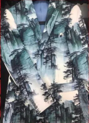 White with Green Grey Forest Floral Print Jacket