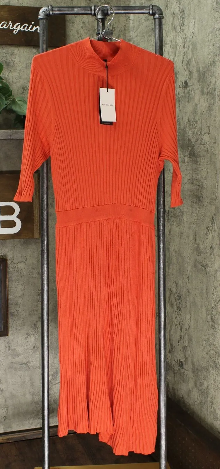 Who What Wear Women's Elbow Sleeve Mock Neck Flat Rib Sweater Dress