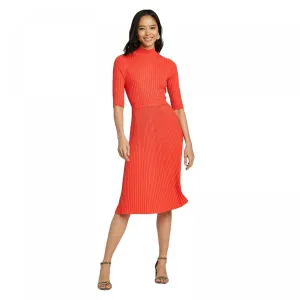 Who What Wear Women's Elbow Sleeve Mock Neck Flat Rib Sweater Dress