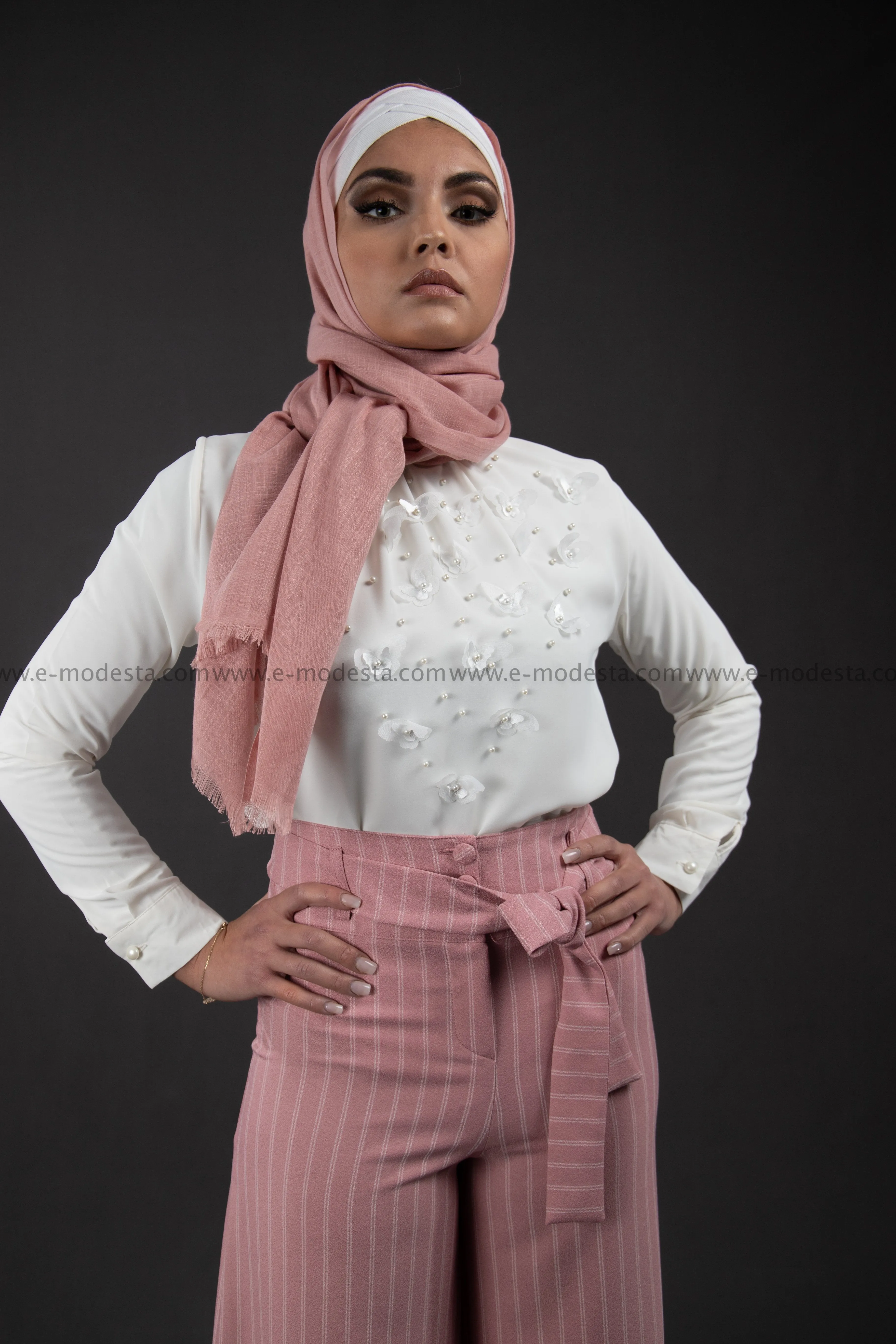 Wide Leg Striped Pants | Pink Color