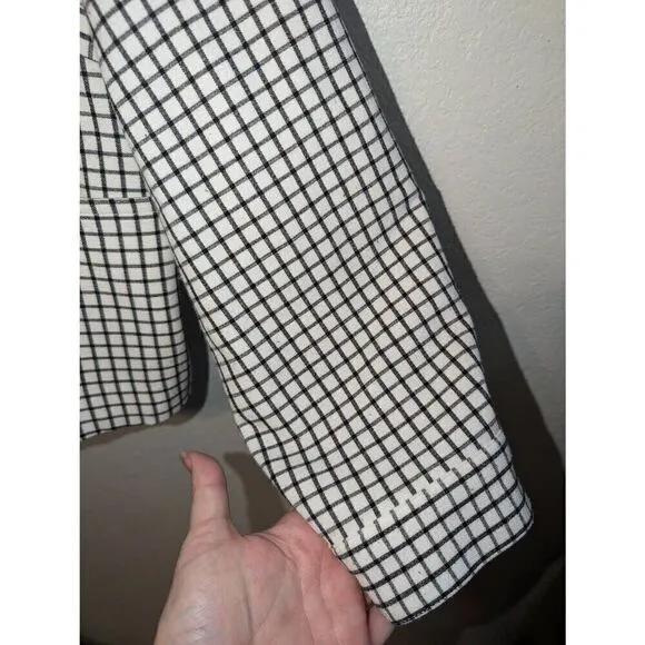 Women's Cabi | 3173 Windowpane Jacket Blazer Funnel Neck 3/4 Sleeves Button Up M