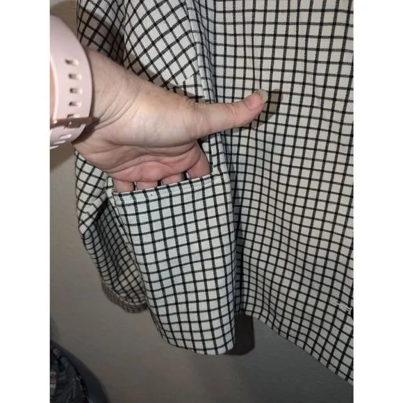 Women's Cabi | 3173 Windowpane Jacket Blazer Funnel Neck 3/4 Sleeves Button Up M