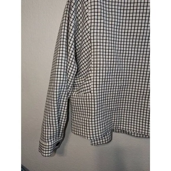 Women's Cabi | 3173 Windowpane Jacket Blazer Funnel Neck 3/4 Sleeves Button Up M